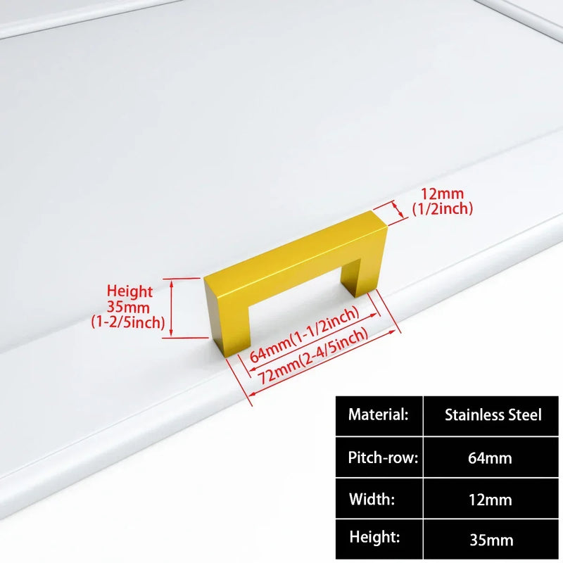 Square Furniture Hardware Black Cabinet Handle Stainless Steel Kitchen Door Knobs Cupboard Wardrobe Drawer Pulls