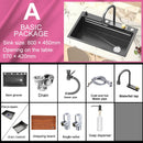 Waterfall Sink Kitchen Stainless Steel Topmount Sink Embossed Large Single Slot Wash Basin With Multifunction Tank Low Price