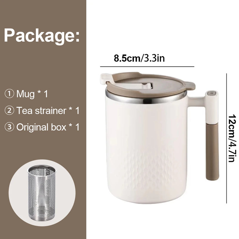 450ML Tea Cup with Infuser Coffee thermo Mug For Office Leakproof Tea Milk Cup Stainless Steel Liner Drinking Cup Drinkware