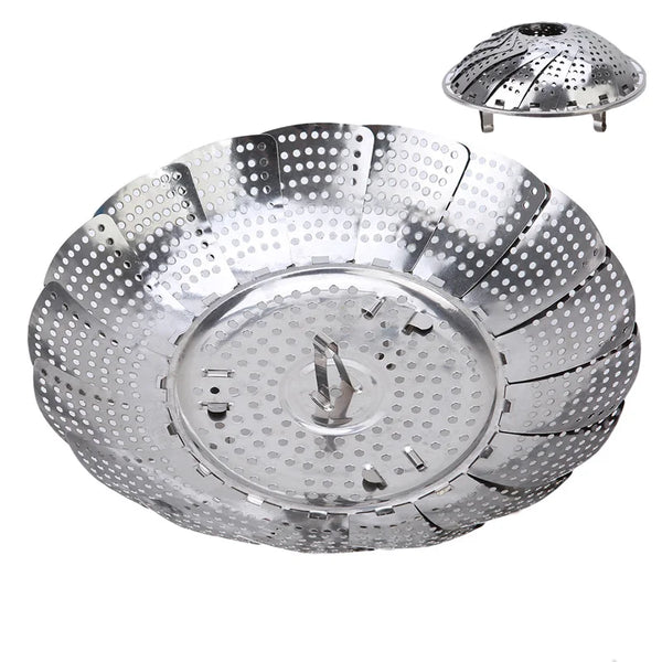Multifunctional Steamer Plate Disk, Stainless Steel, Silver Magic, Retractable, Folding, Steaming Fruit