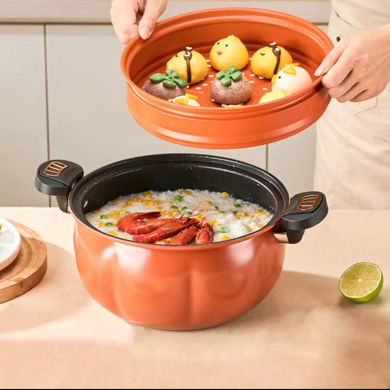 Slow Stewed Soup Pot，Pumpkin，Multifunctional Non Stick Pot for Gas Stove,Micro Pressure Pot, New Home Type Soup Pot, Universal