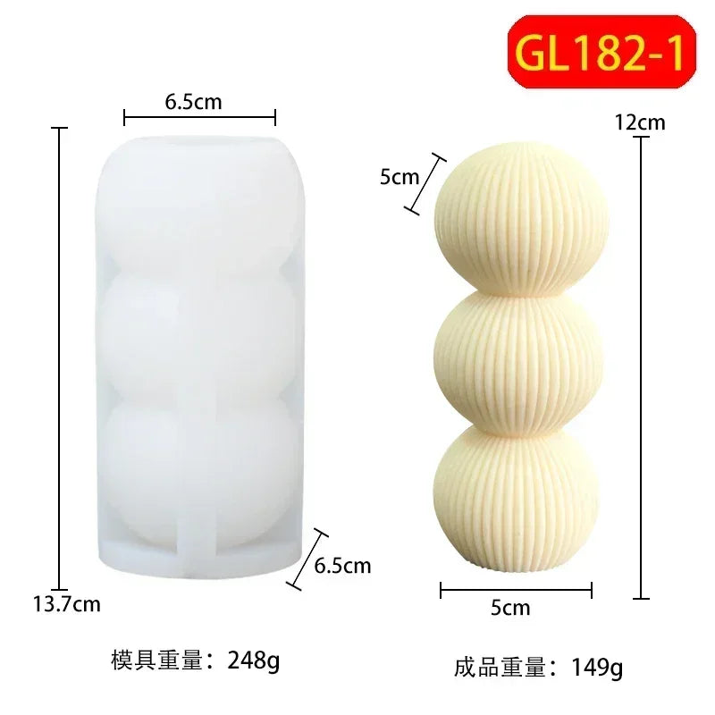 Wave cylindrical candle silicone mold with irregular geometric shape twisted stripes cylindrical candle mold resin gypsum mold