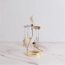 Romantic Aromatherapy Glass Candle Cup Lid, Stainless Steel Rotating Carousel Candle Holder, Walking Light Candlestick Decoratio