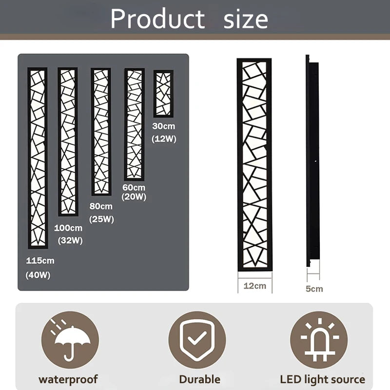 Waterproof outdoor wall lamp LED Tall Wall Lamp IP65 Aluminum Light Garden Villa porch Sconce Light 110V 220V Sconce Luminaire