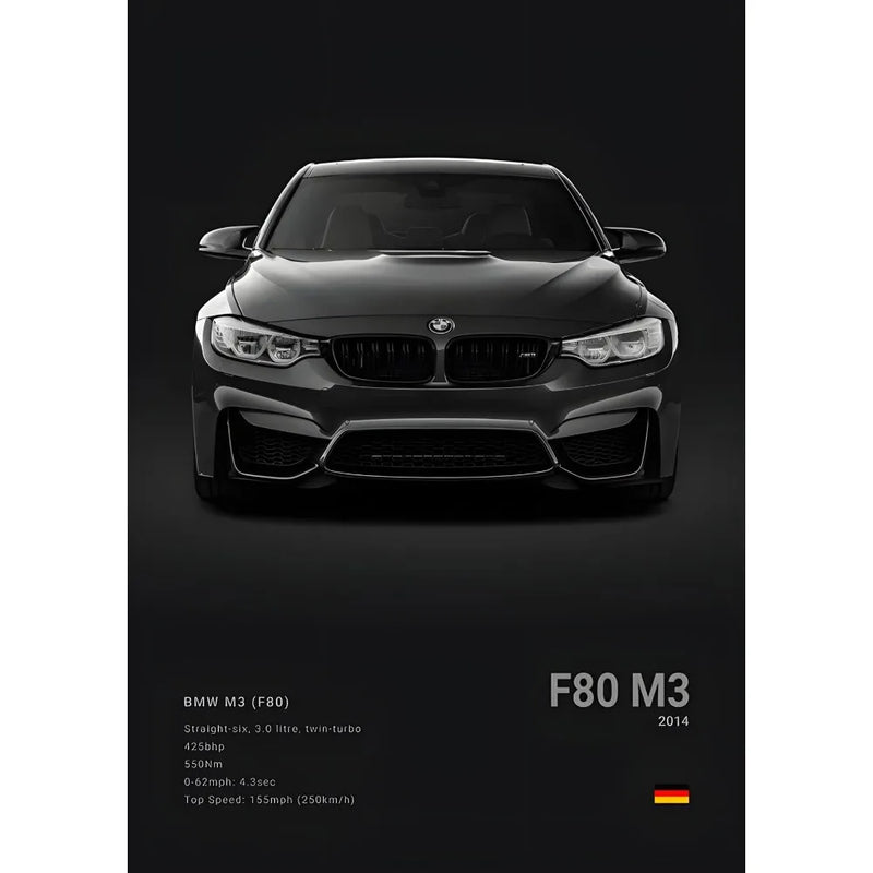 Luxury Black Classic latest sports car F80 M3 M4 M5 Z8 G80 B-BMW Cool Poster Home living room Wall Art Garage Room Decor