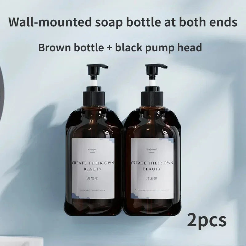 Hotel Wall Mounted Soap Dispenser Set Refillable No Punching Hand Sanitizer Shampoo Conditioner Bottle Holder for Shower Wall