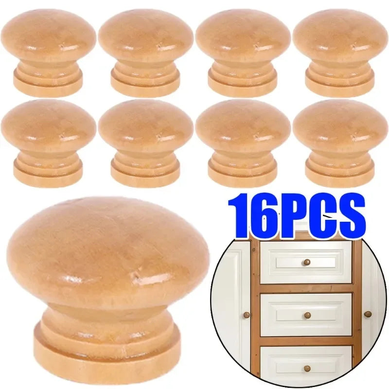 16/1pcs Natural Wooden Cabinet Handle Circular Wooden Drawer Wardrobe Knobs Kitchen Handle Door Pull Furniture Hardware 3 Sizes