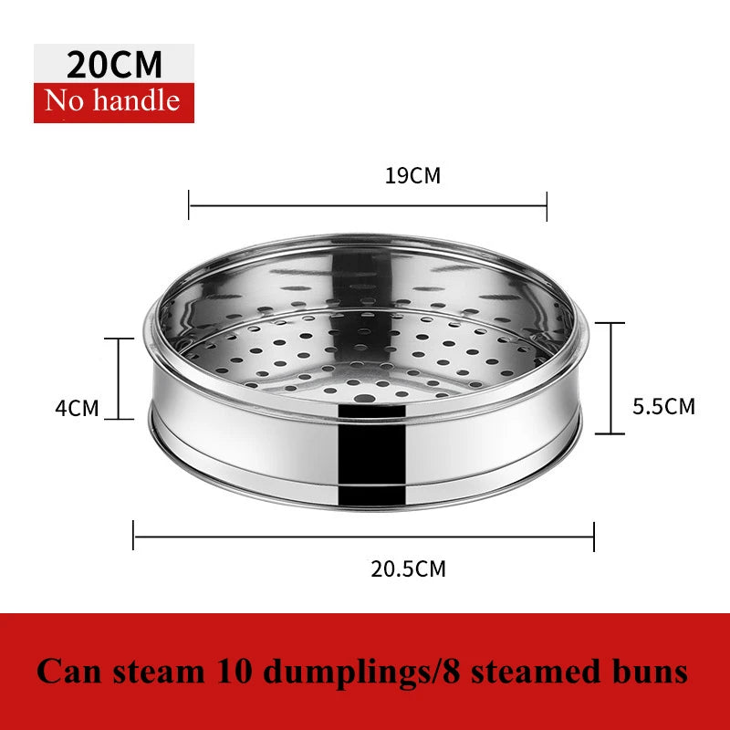 16-22cm Stainless Steel Steamer for Dumplings with Handle Rice Pressure Cooker Pot Steaming Grid Tray Kitchen Cooking Accessorie