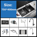 304 Stainless Steel Nano Black Kitchen Sink Vegetable Wash Basin For Home Fixture With  Faucet Drain Accessories Topmount