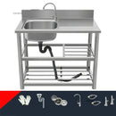 Household Vegetable Washing Basin with Bracket Commercial Stainless Steel Kitchen Sinks Kitchen Workbench Washing Single Sink