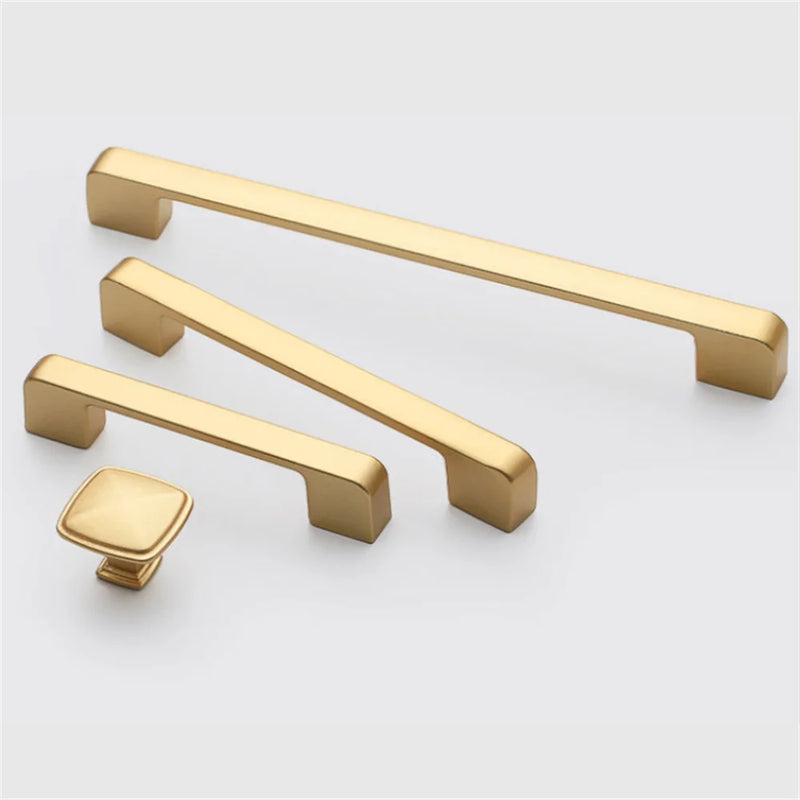 Aluminum Gold Furniture Handle Solid Cabinet Pulls Drawer Knobs Kitchen Door Cupboard Handle Pulls Modern Furniture Hardware