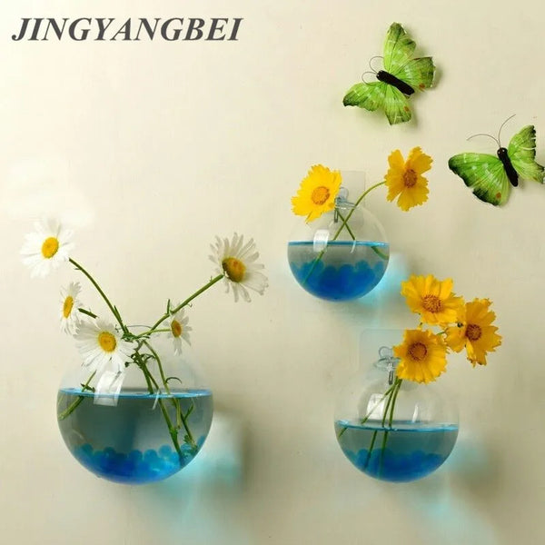 2022 New Hanging Flower Pot Glass Ball Vase Terrarium Wall Fish Tank Aquarium Container Home Decoration 10cm 12cm 15cm