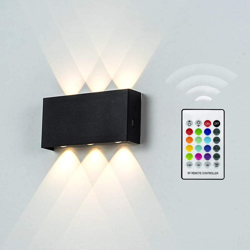 LED Wall Sconces Modern RGB Outdoor Lamp, White Up Down Wall Mount Lights for Living Room Hallway Bedroom Decor