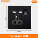 Eu Black Retro Toggle Wall Light Switch belt. Antique Switch socket with USB charging. 220V1gang2way Speed control switch