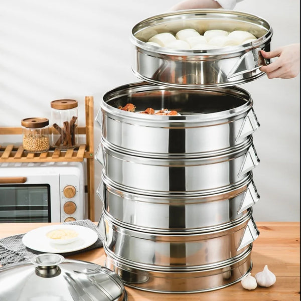 Stainless Steel Steamer Cooker 40-61cm 3-5layers Steam Pot Large Capacity Commercial Steamed Bun Steamer Pot Boiler Cooker