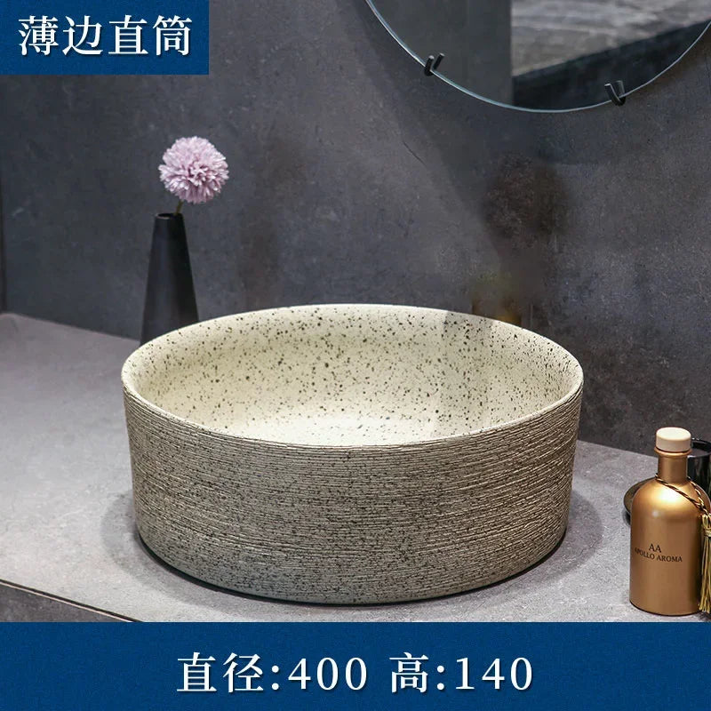 Modern Countertop Basin Vintage Bathroom Sinks Simple Ceramic Oval Washbasins Luxury Square Bathroom Washbasins Kitchen Sink GL