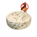 American Art Bathroom Sinks European Ceramic Wash Basin Retro Home Round Single Basin Balcony Toilet Creative Hand Painted Basin