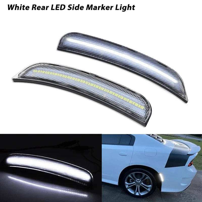 2pcs For 2015-2021 Dodge Charger Front Rear Bumper LED Side Marker Light Turn SignalLights/Driving Lights 12V