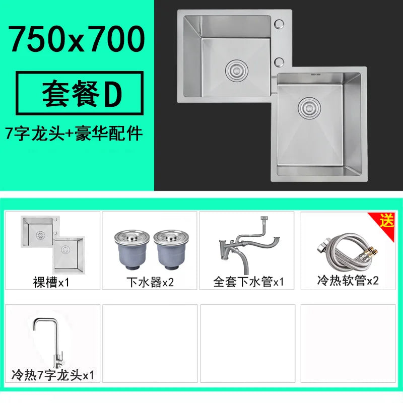 Kitchen Furniture Thickened 304 Stainless Steel Sink Basin Corner Shaped Double Stainless Steel Kitchen Sinks  Accessories Bh