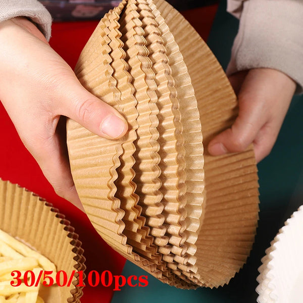 Airfryer Baking Paper Oil-Proof and Oil-Absorbing Air Fryer Disposable Paper Liner for Barbecue Plate Round Oven Pan Pad