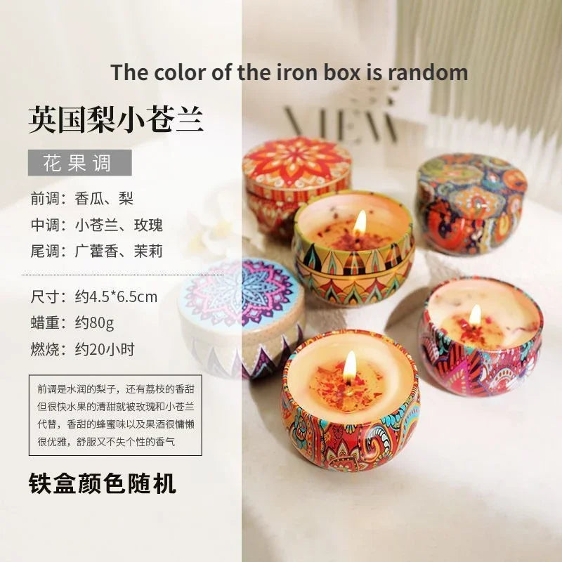 Ethnic Dried Flower Aromatherapy Candle Home Living Room Sleep Aid Bedroom Aromatherapy Candle Gift Box Wedding Companion Gift