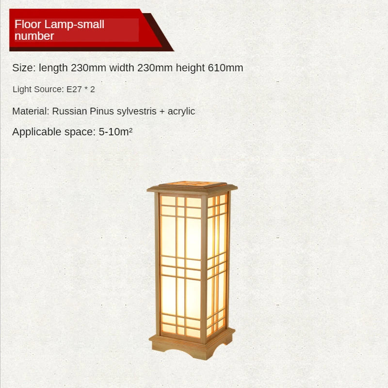 SANDYHA Japanese style wood Floor Lamp bedroom decoration standing lamps for Living Room led lights Study Lighting Square design