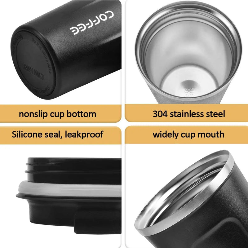 380/510ml Thermo Coffee Cup Mug  Keep Warm Hot Cold For Juice Tea Water Ice Beverage School Insulated Stainless Steel Leakproof
