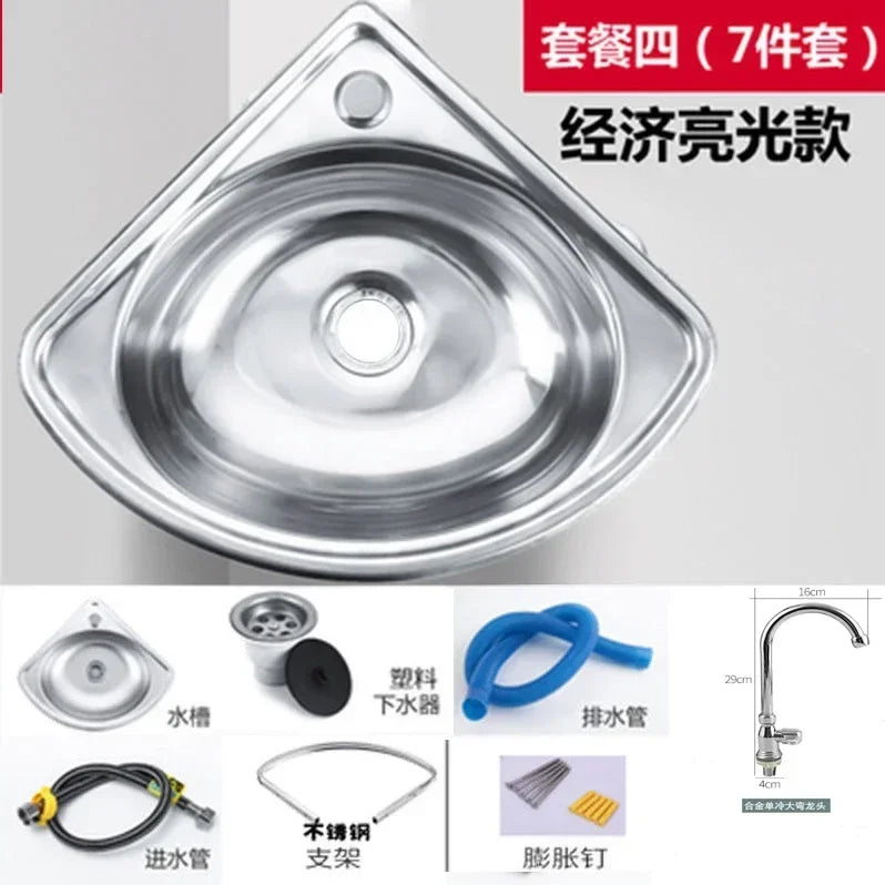 Ultra Small Angle Triangle Single Basin Stainless Steel Bathroom Sink for Motor Home Car or Kitchen