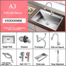 Stainless Steel Kitchen Sink Farmhouse Above Counter Undermounter Single Bowel Wash Basin With Gourmet Faucet Drain Accessories