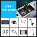 304 Stainless Steel Nano Black Kitchen Sink Vegetable Wash Basin For Home Fixture With  Faucet Drain Accessories Topmount