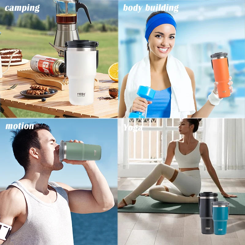 Tyeso 900ml Stainless Steel Thermos Bottle Coffee Cup Portable Insulation Cold And Hot Travel Fitness Mug Leakproof Vacuum Flask