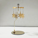 Stainless Steel Gold Round Disc Candlestick Christmas Gift Aromatherapy Running Horse Light Romantic Rotating Candle Holder