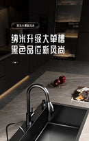 Kitchen Vegetable Basin Sink Large Single Slot 304 Stainless Steel Hand-thickened Under-counter Basin Dishwasher Black Set New