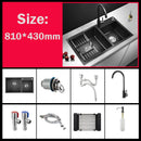 304 Stainless Steel Nano Black Kitchen Sink Vegetable Wash Basin For Home Fixture With  Faucet Drain Accessories Topmount