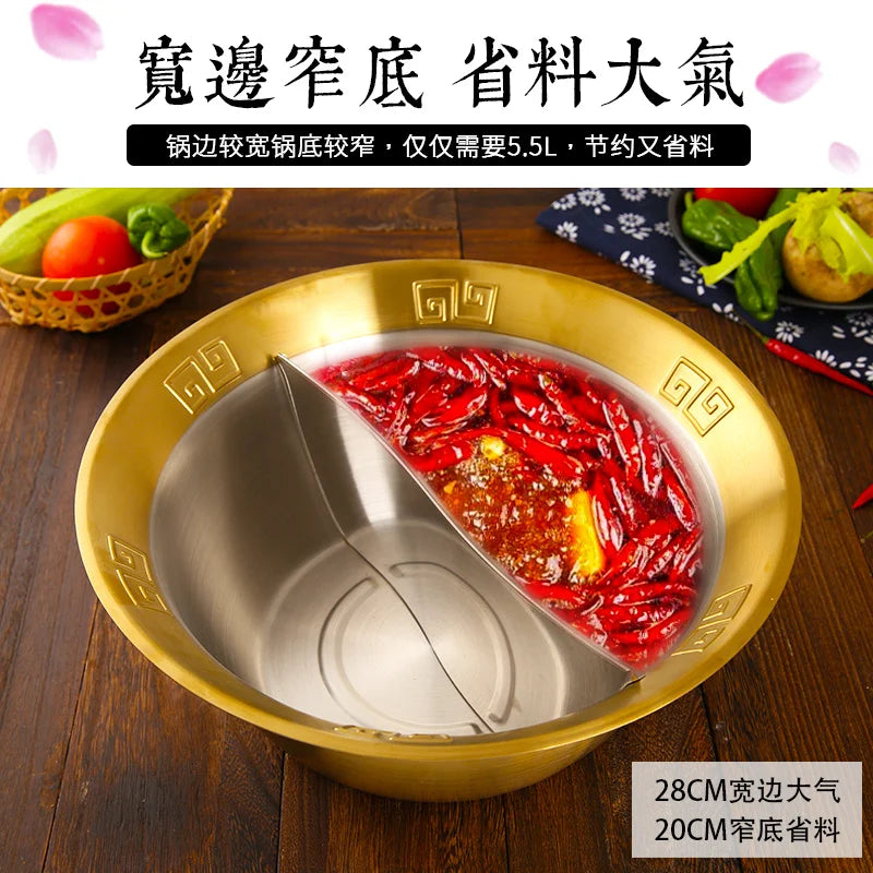 Stainless steel mandarin duck hot pot basin thickened deepened string stewpan induction cooker soup chafing dish 28-30cm