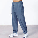 2024 new men's casual slacks Korean version of the trend with pants summer thin drop feeling wide-legged cargo pants