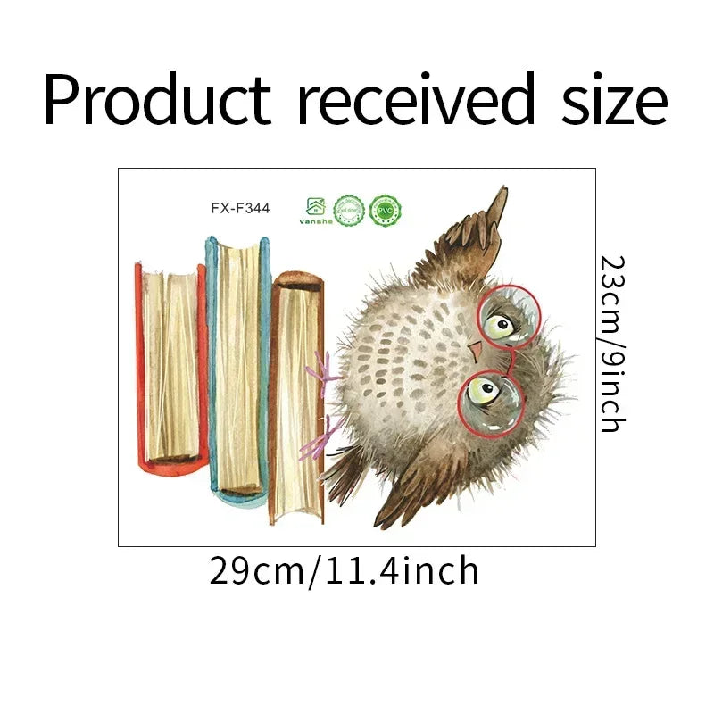 Owl Bird Love Learning Book Wall Decor Removable Library Furniture Decoration Reading Wall Stickers Room Wallpaper For Kid Decor