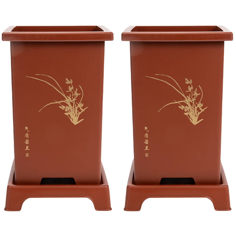 2 Sets Orchid Pot Large Flower Pots Decor Plant Planter Small Indoor Plants Nursery for Resin Spring Outdoor Potted