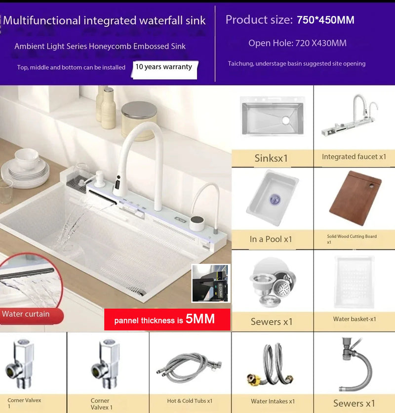 Newest 5MM thickness Home European Standard Built-In Black Nano Undermount Stainless Steel kitchen sink