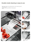Silver Nano 304 Stainless Steel Digital Display Waterfall Sink Multifunctional Vegetable Washing Pool Integrated faucet