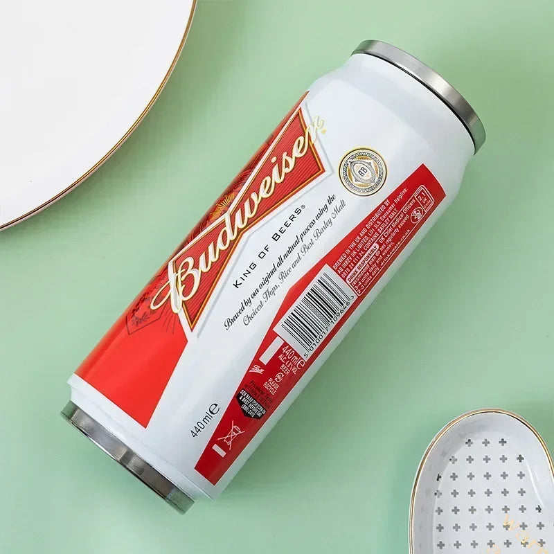 500ML Thermos with Straw Cola Can Termos Para Cafe Beer Bottle 304 Stainless Steel BEER Cold Keeper Drinkware Garrafa Térmica