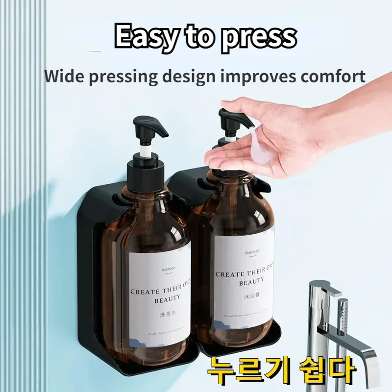Hotel Wall Mounted Soap Dispenser Set Refillable No Punching Hand Sanitizer Shampoo Conditioner Bottle Holder for Shower Wall