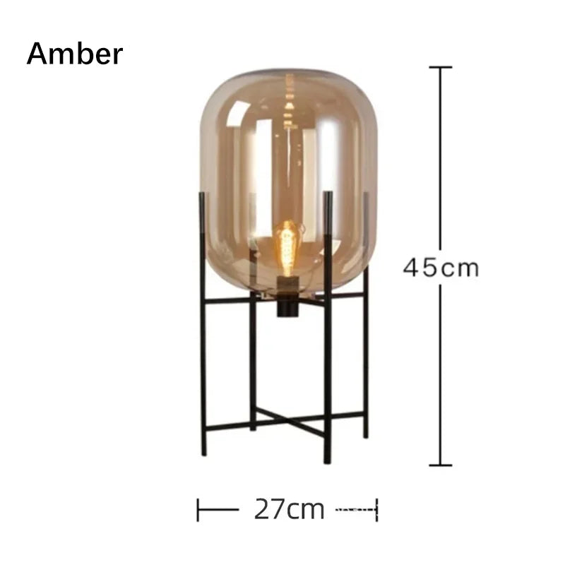 Post-Modern Nordic Glass LED Floor Lamp for Bedside Table Living Room Home Decor Villa Hotel Cafe Standing Light Industrial E27