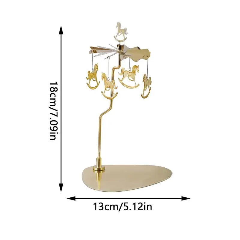Rotary Candle Holder Metal Spinning Candle Holder With Tray Rotating Candlestick Set Stainless Steel Aromatherapy Wind Chime