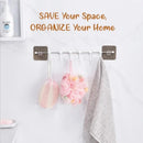 Stainless Steel Wall Hanging Rod 6 Hook Self-adhesive Wall Rack Bathroom Kitchen Rack Storage Free Punching and Strong Suction