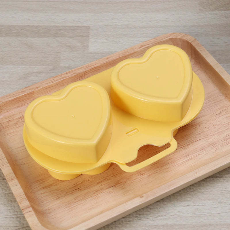 Microwave Egg Cooker Heart Flower Shaped Egg Kitchen Gadgets Silicone Fried Eggs Oven(Flowers + Heart,Yellow)