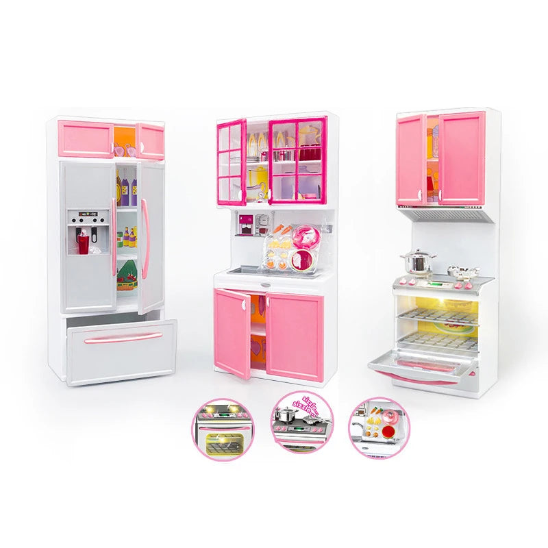 Children's Kitchen Toy Set Simulation Mini Kitchenware Refrigerator Model Girls Play House Toy Gift Box