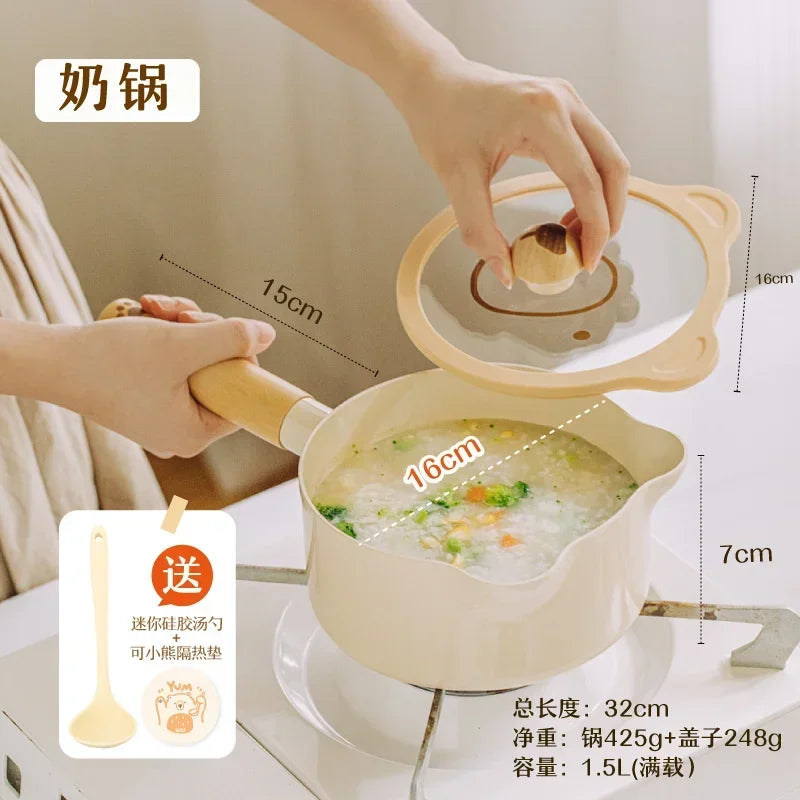 Home Non-stick Frying Pan Healthy Ceramic  Multifunctional Cooking Pots Heat Conduction Uniform Soup Pot