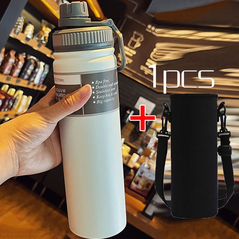 530ML/750ML Thermos Water Bottle Large capacity Stainless Steel Vacuum Flask Mug Portable Outdoor Thermal Mug Sports Drinks Cup