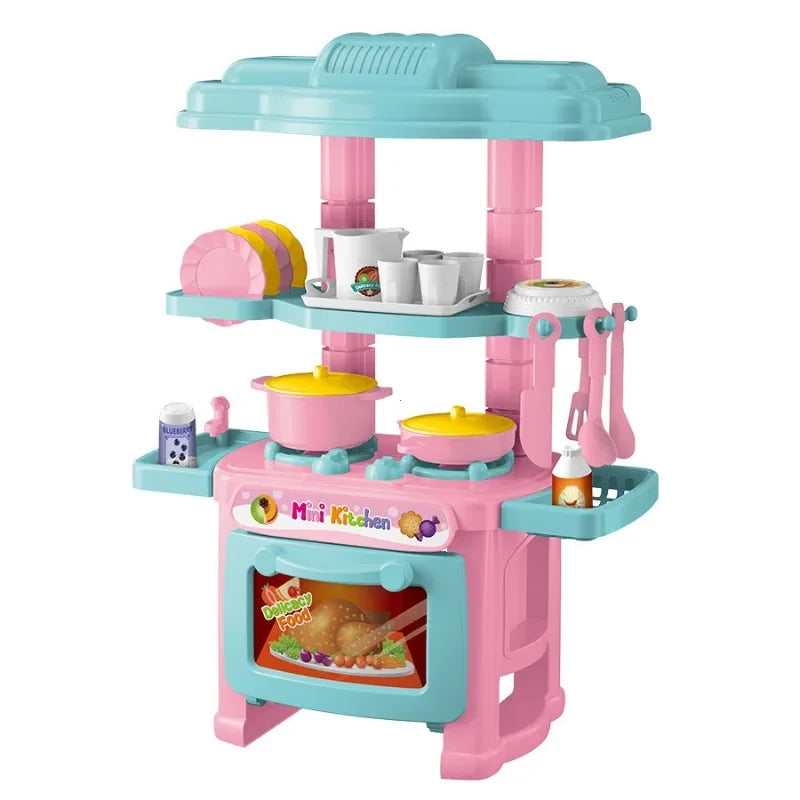 Mini Kitchen Counter Play Set DIY Simulated Cooking Food Tableware Play House Role Play Pretend Game Toy Gift Kid Boy Children